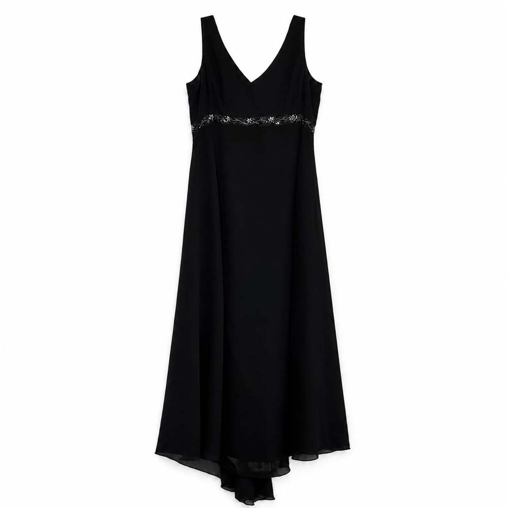 Michaelangelo Vintage Long Black Beaded Empire Waist Formal Gown Size 12